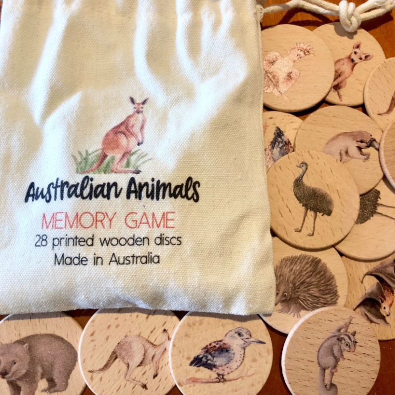 Wooden Australian Animals Memory Game