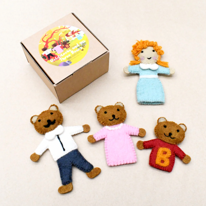 Goldilocks and the Three Bears,  4 Pce Finger Puppet Set
