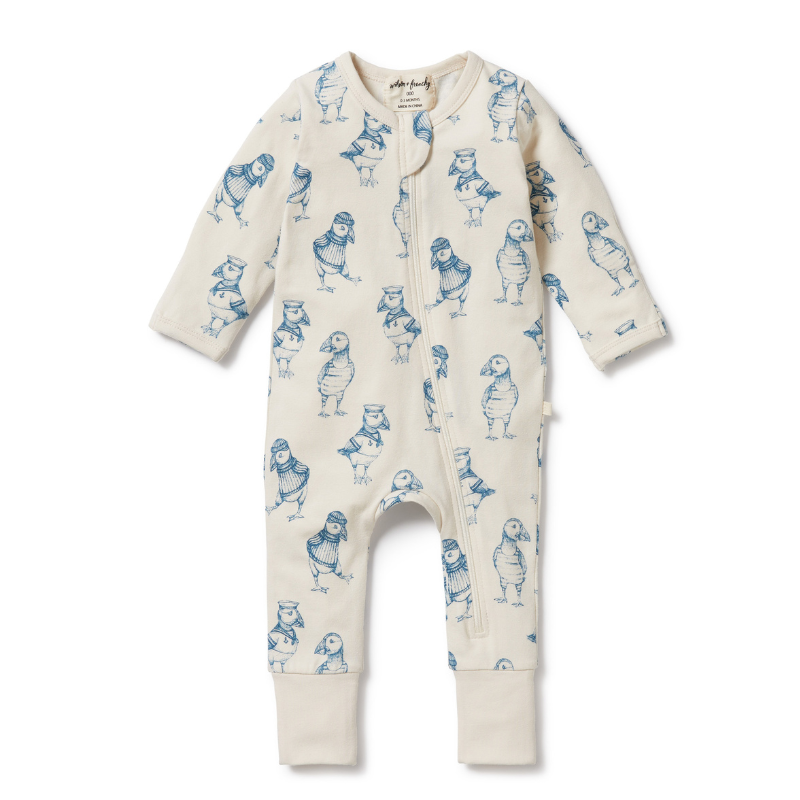 Petit Puffin Organic Zipsuit With Feet