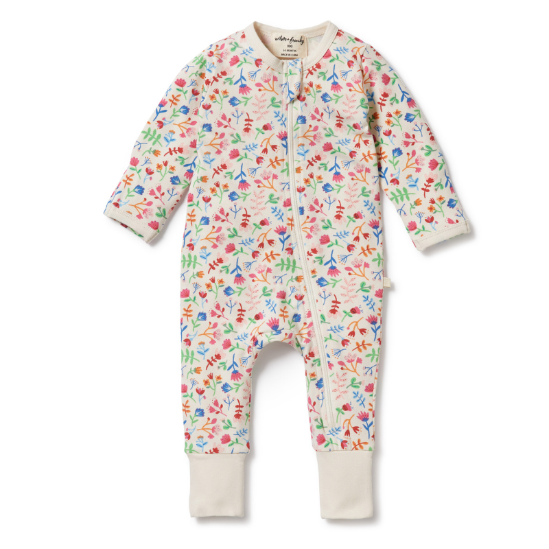 Tropical Garden Organic Zipsuit With Feet