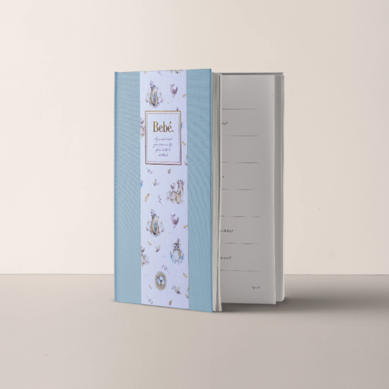 Bebe Baby Book With Keepsake Box and Pen - Blue