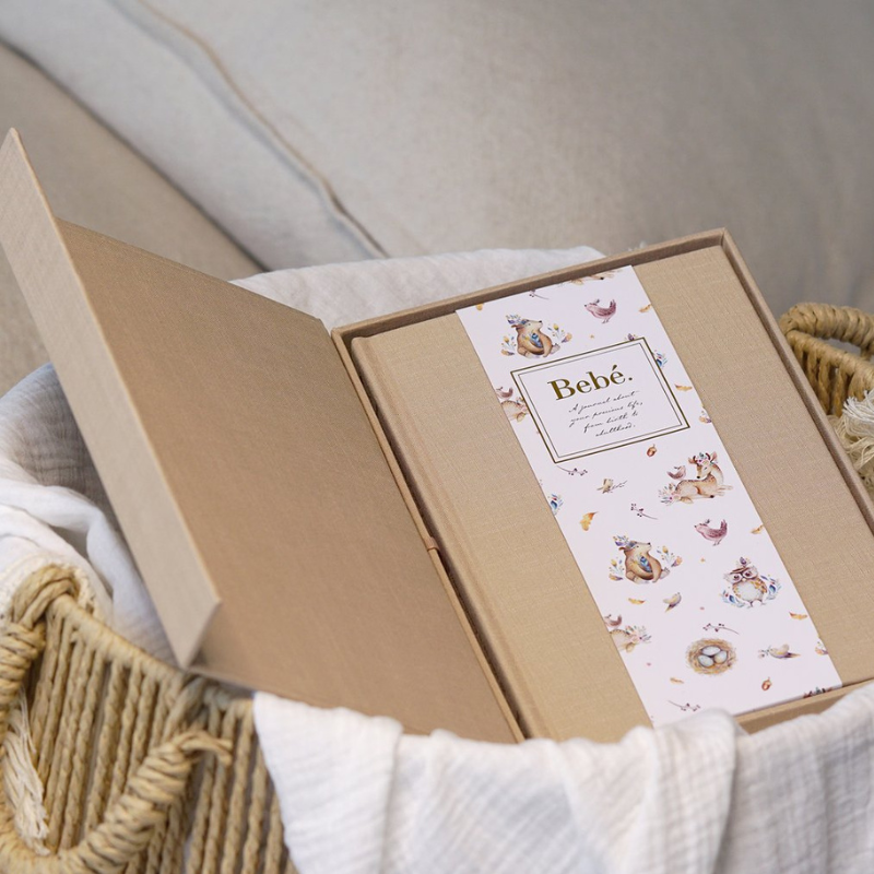 Bebe Baby Book With Keepsake Box and Pen - Mocha