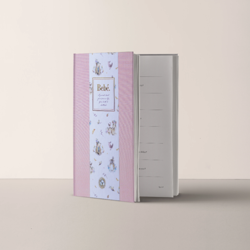 Bebe Baby Book With Keepsake Box and Pen - Pink