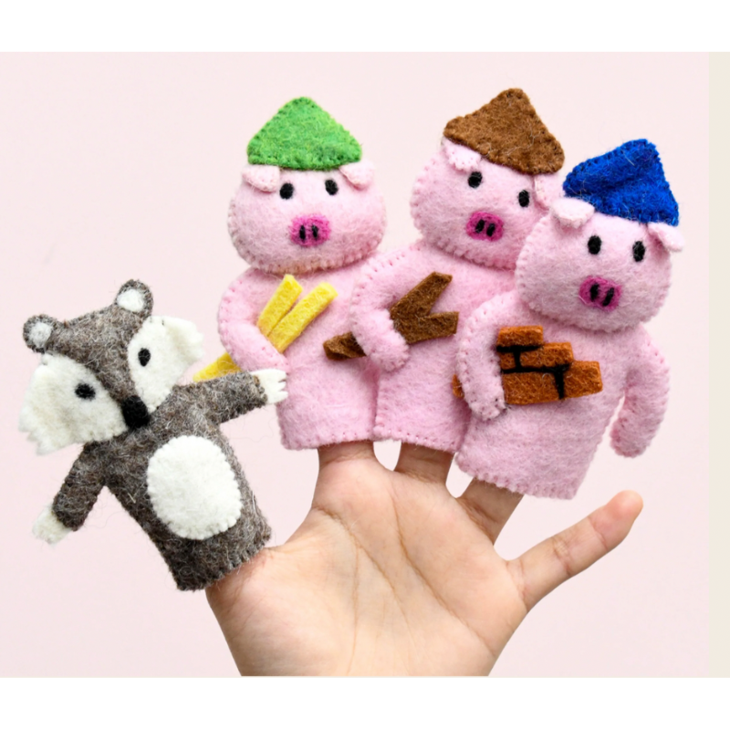 The Three Little Pigs, 4 Pce Finger Puppet Set
