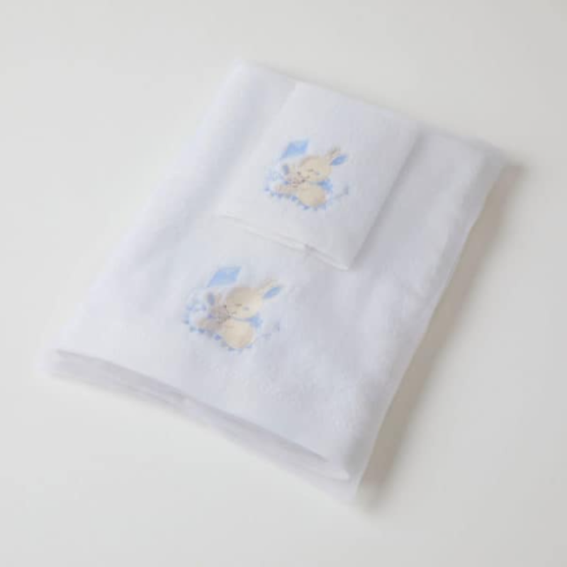 Blue Bunny Bath Towel &amp; Face Washer Set