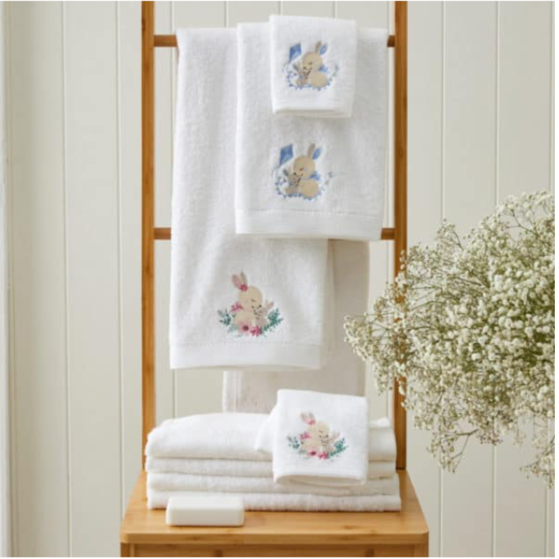 Pink Bunny Bath Towel &amp; Face Washer Set