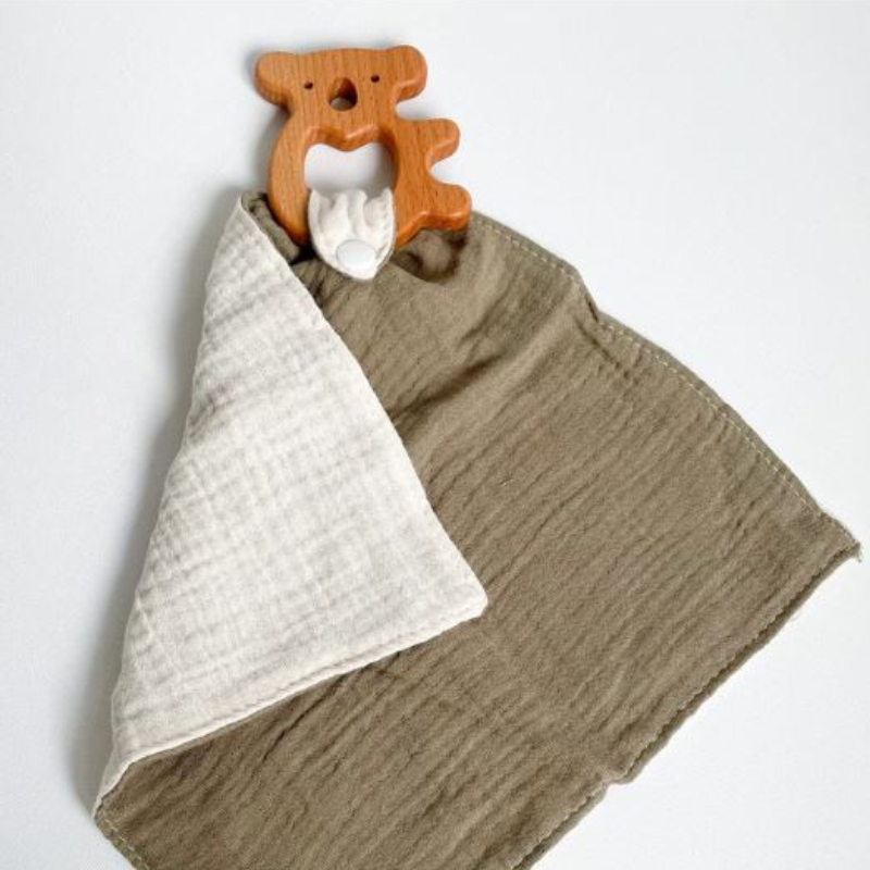 Muslin Comforter + Wooden Teether