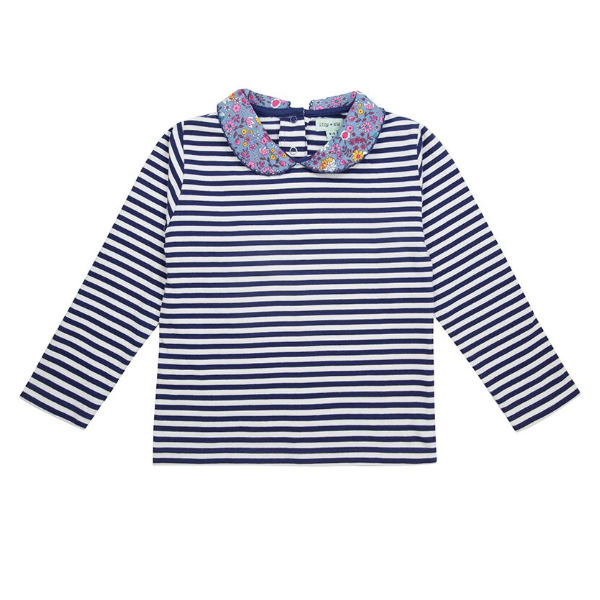 Stripe Top With Ditsy Collar