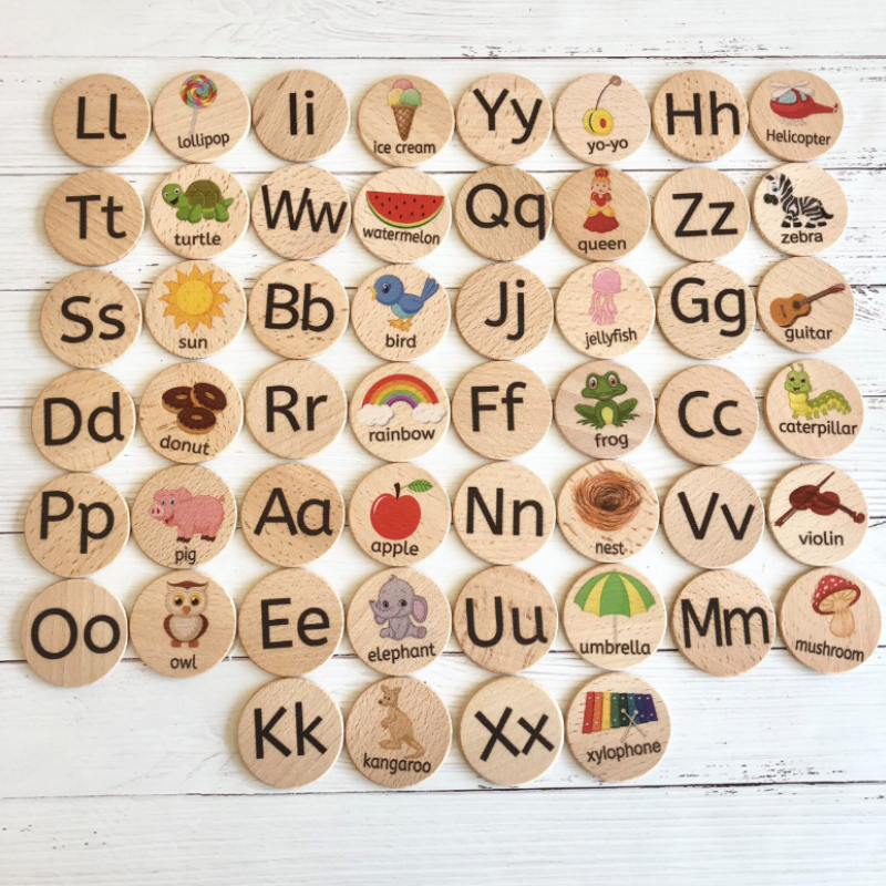 Wooden Alphabet Matching Discs