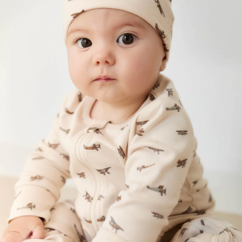 Organic Cotton Reese Zip Romper - Avion Shell