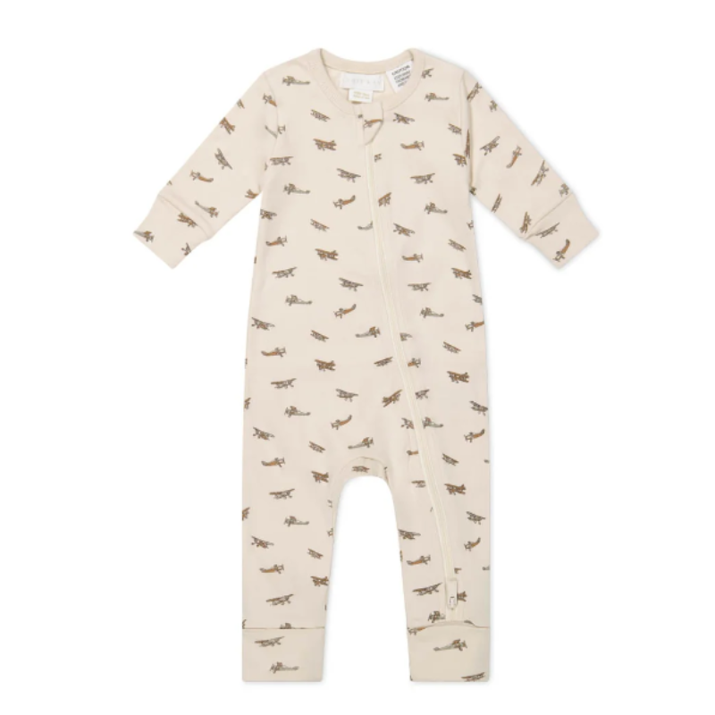 Organic Cotton Reese Zip Romper - Avion Shell