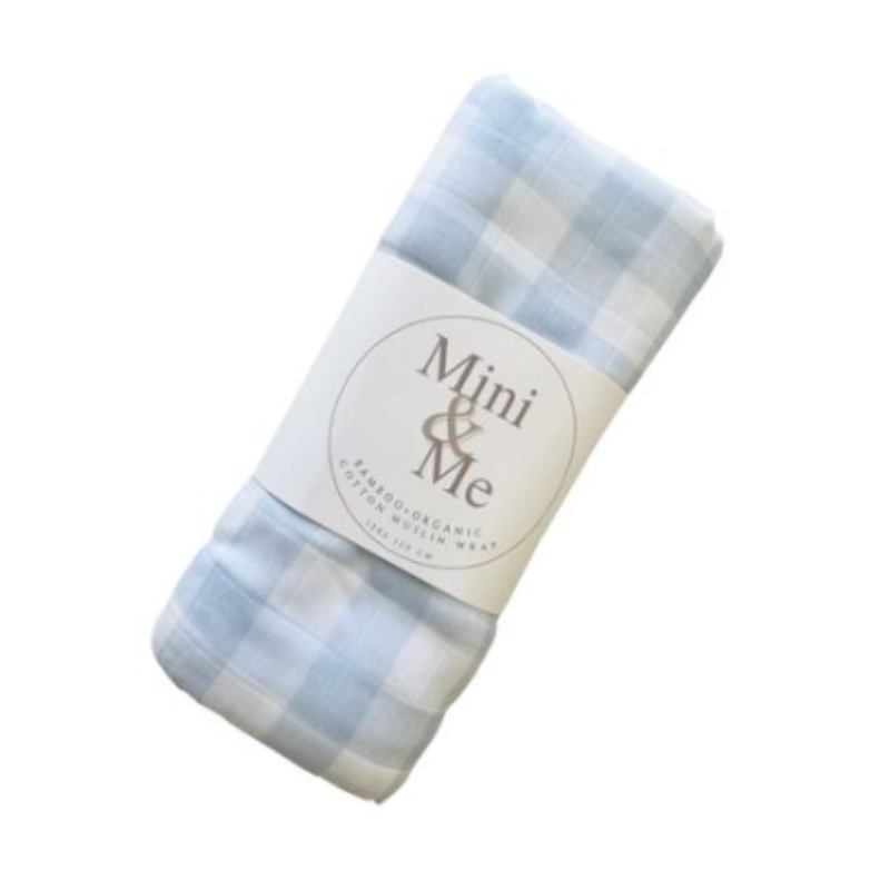 Bamboo Muslin Wrap Blue Gingham