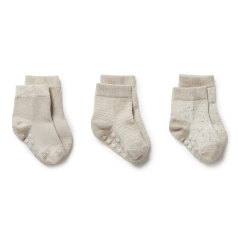 3 Pack Baby Socks Clay