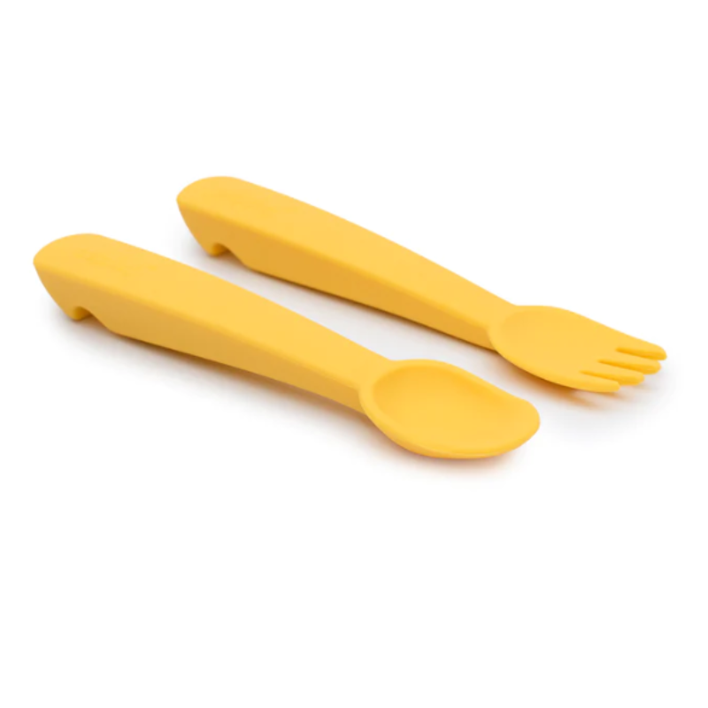 FEEDIE FORK &amp; SPOON SET YELLOW