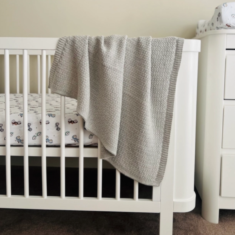 Herringbone Baby Blanket Grey Melange