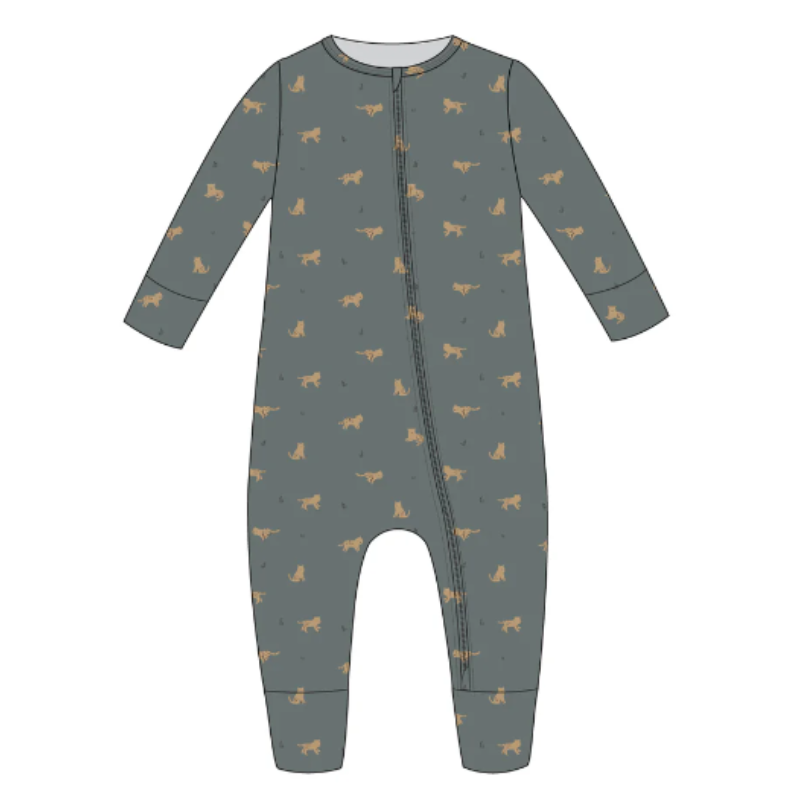 Organic Cotton Reese Zip Romper - Lenny Leopard