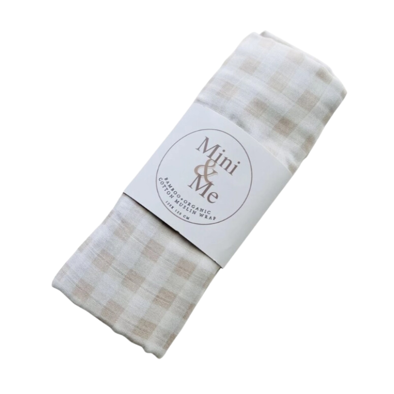 Bamboo Muslin Wrap Nude Gingham