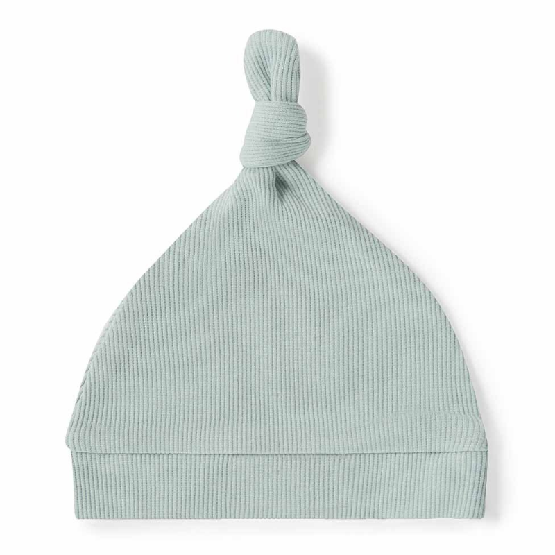 Sage Ribbed Organic Knotted Beanie