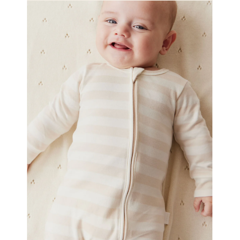 Pima Cotton Frankie Zip Romper - Weekday Stripe