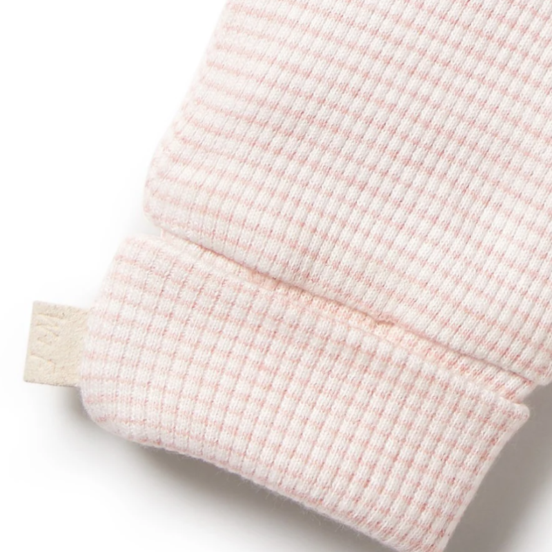 Organic Stripe Rib Mittens Cantaloupe