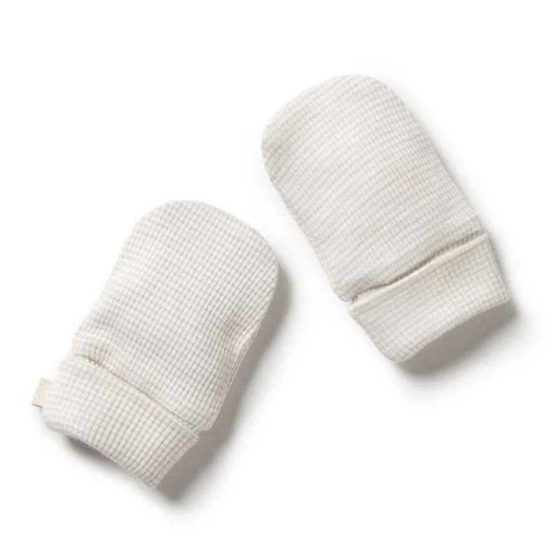 Organic Stripe Rib Mittens Clay