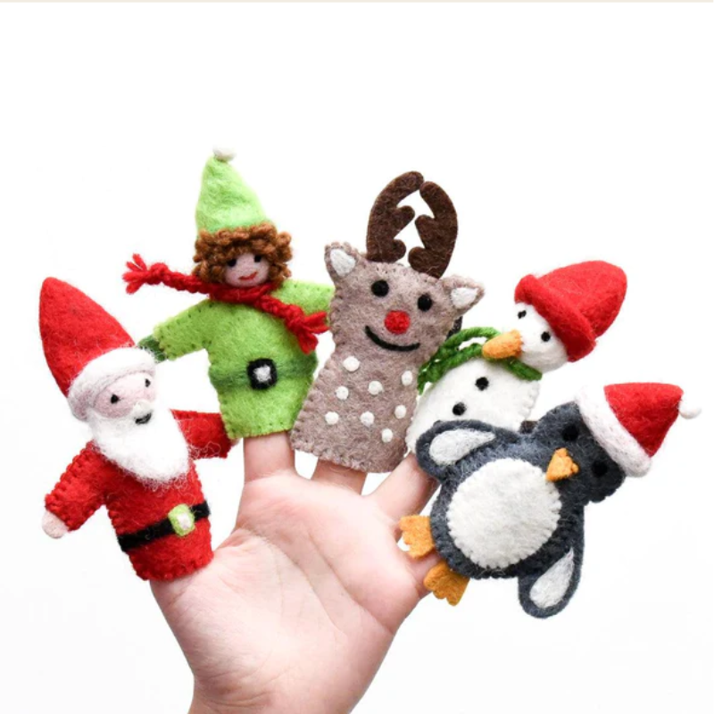 Christmas Santa 5 pce Felt Finger Puppet Set