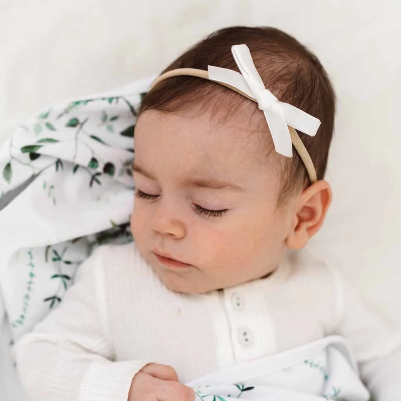 White Velvet Baby Bow