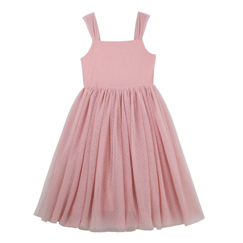 Emmy Flocked Spot Dress - Girls