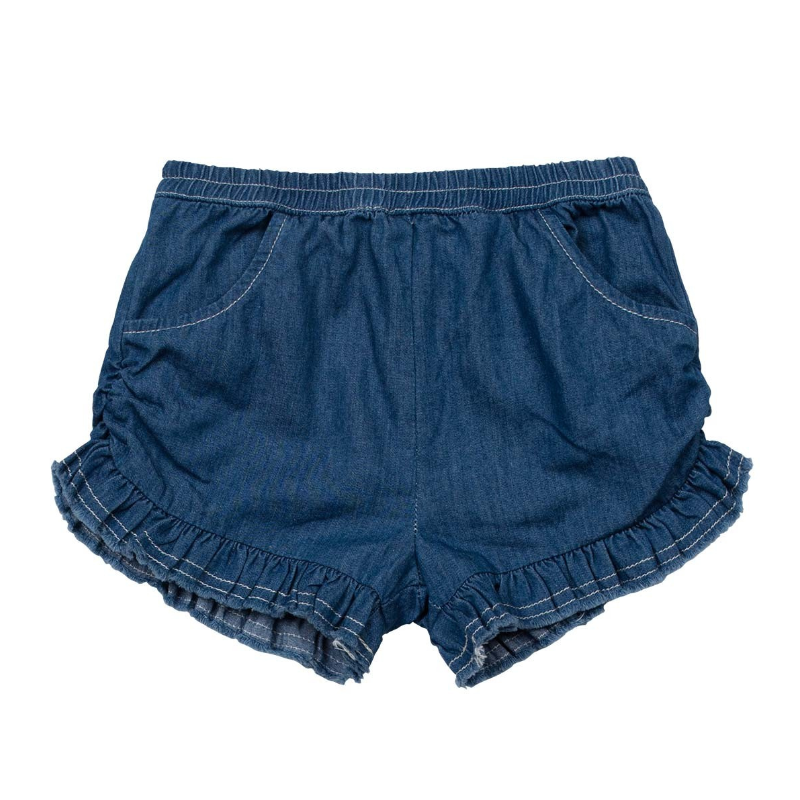 Frilled Chambray Shorts