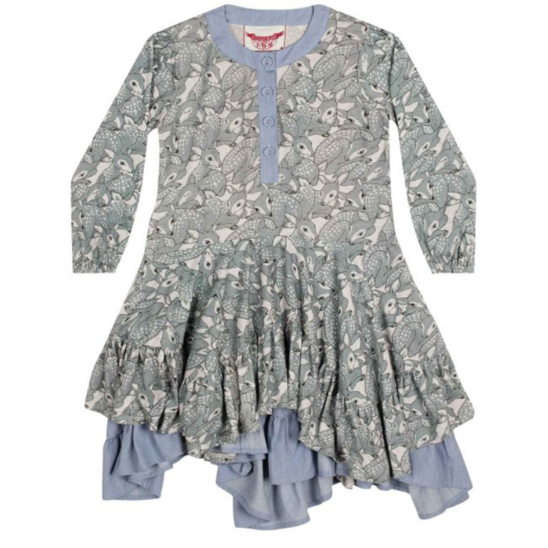 Frilled Dress - Grey Fawns