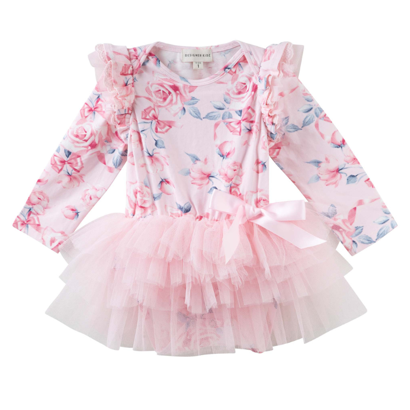 Rose Bow L/S Tutu Romper