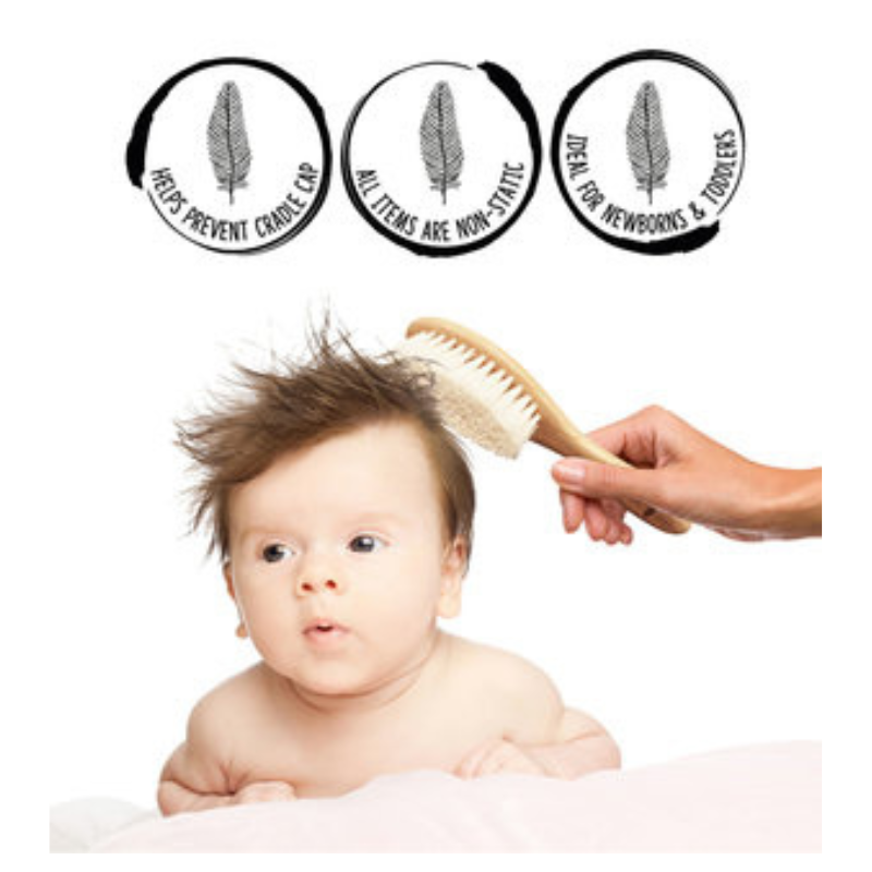 3 Piece Wooden Baby Hair Brush Set