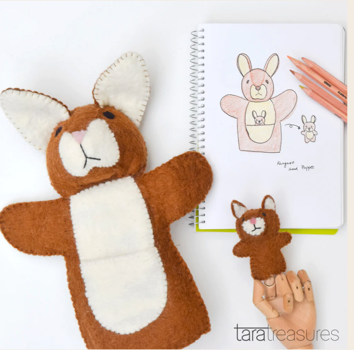 FELT HAND PUPPET KANGAROO AND JOEY